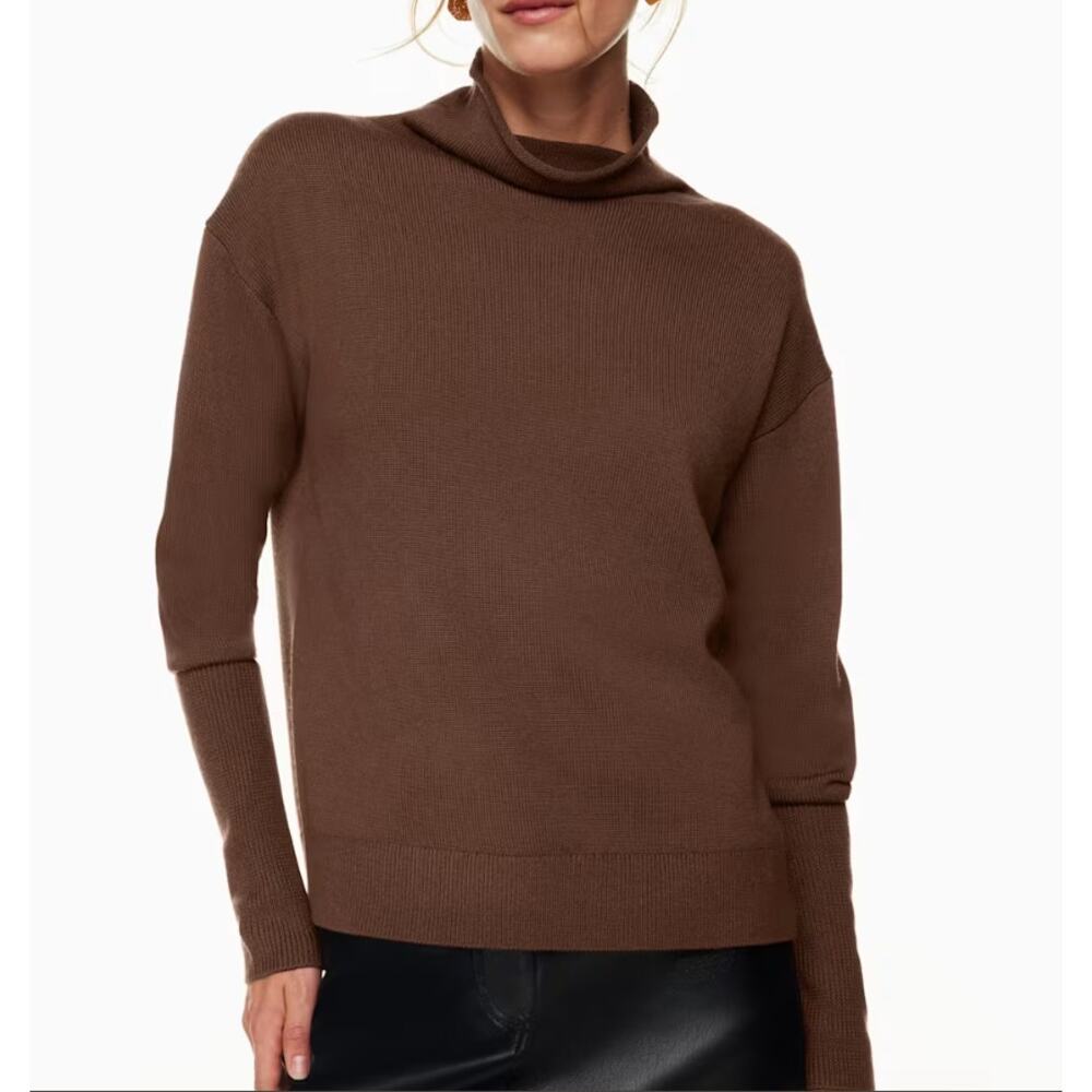 Aritzia Wilfred Cyprie Sweater 100% Merino Wool Sweater Chocolate Brown Academia